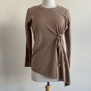 NWT Tan Long Sleeve Crewneck Knit Tan Cinched Sweater M L